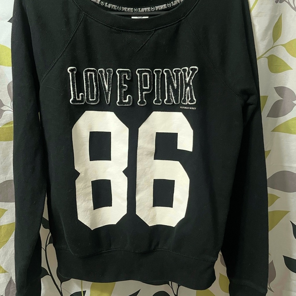 PINK Victoria's Secret Black Love Pink Sweatshirt